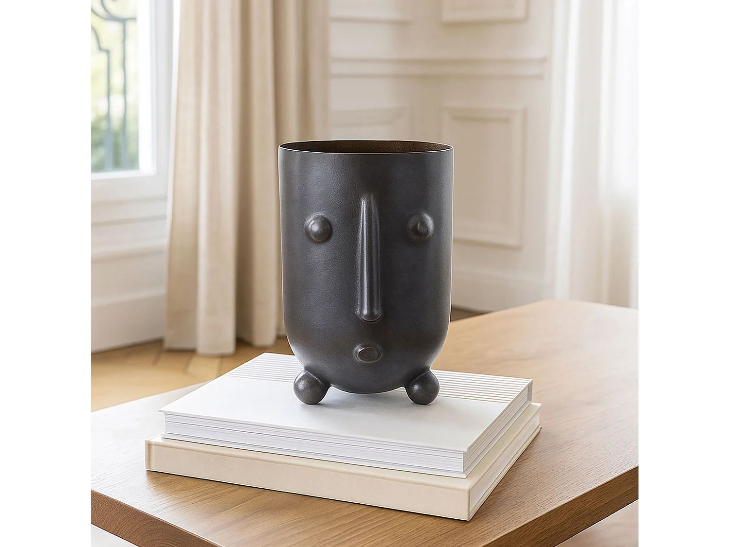 Now's Home - Vase En Verre Souffle A La Bouche Gris Metallise 16.5x15.5x24cm Olav