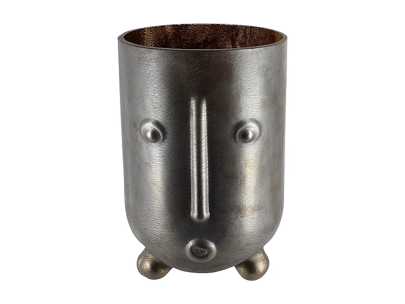 Now's Home - Vase En Verre Souffle A La Bouche Gris Metallise 16.5x15.5x24cm Olav