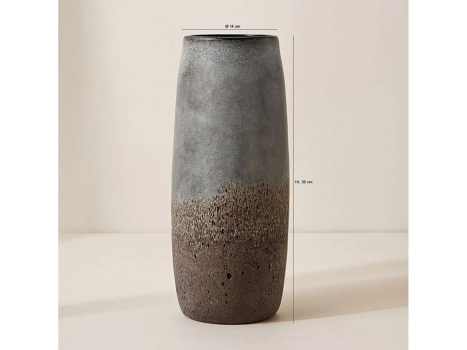 Now's Home - Vase En Verre Gris Et Taupe ø14x35cm Terea