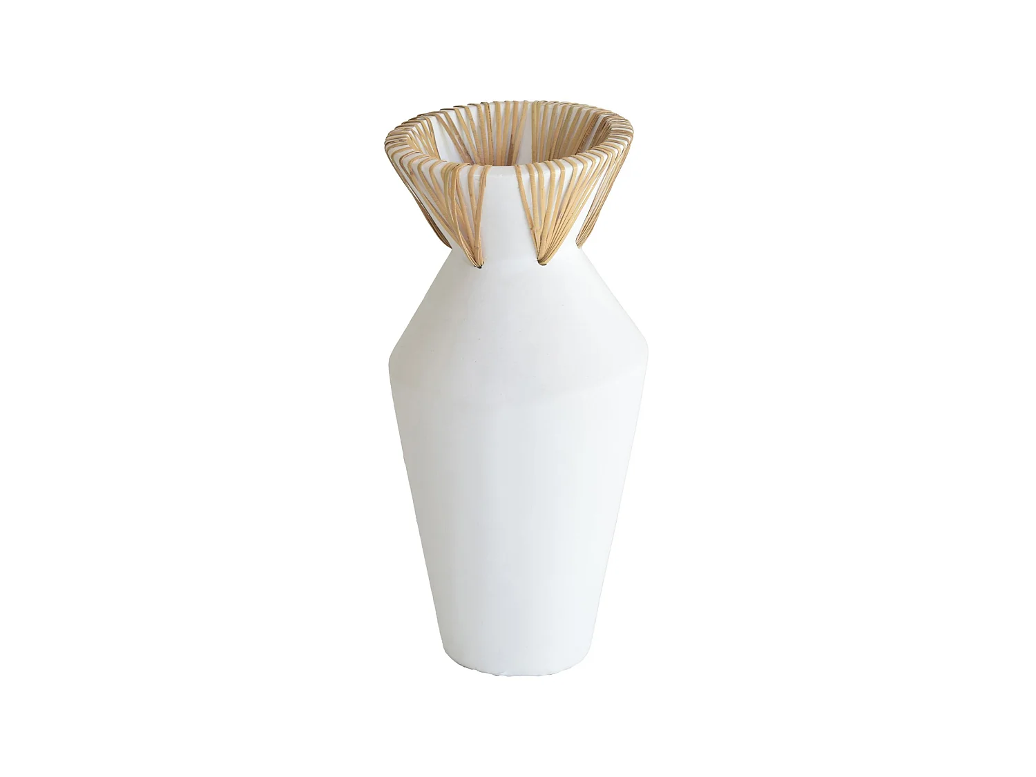 Now's Home - Vase En Beton Et Rotin Blanc D18xh37cm Aya