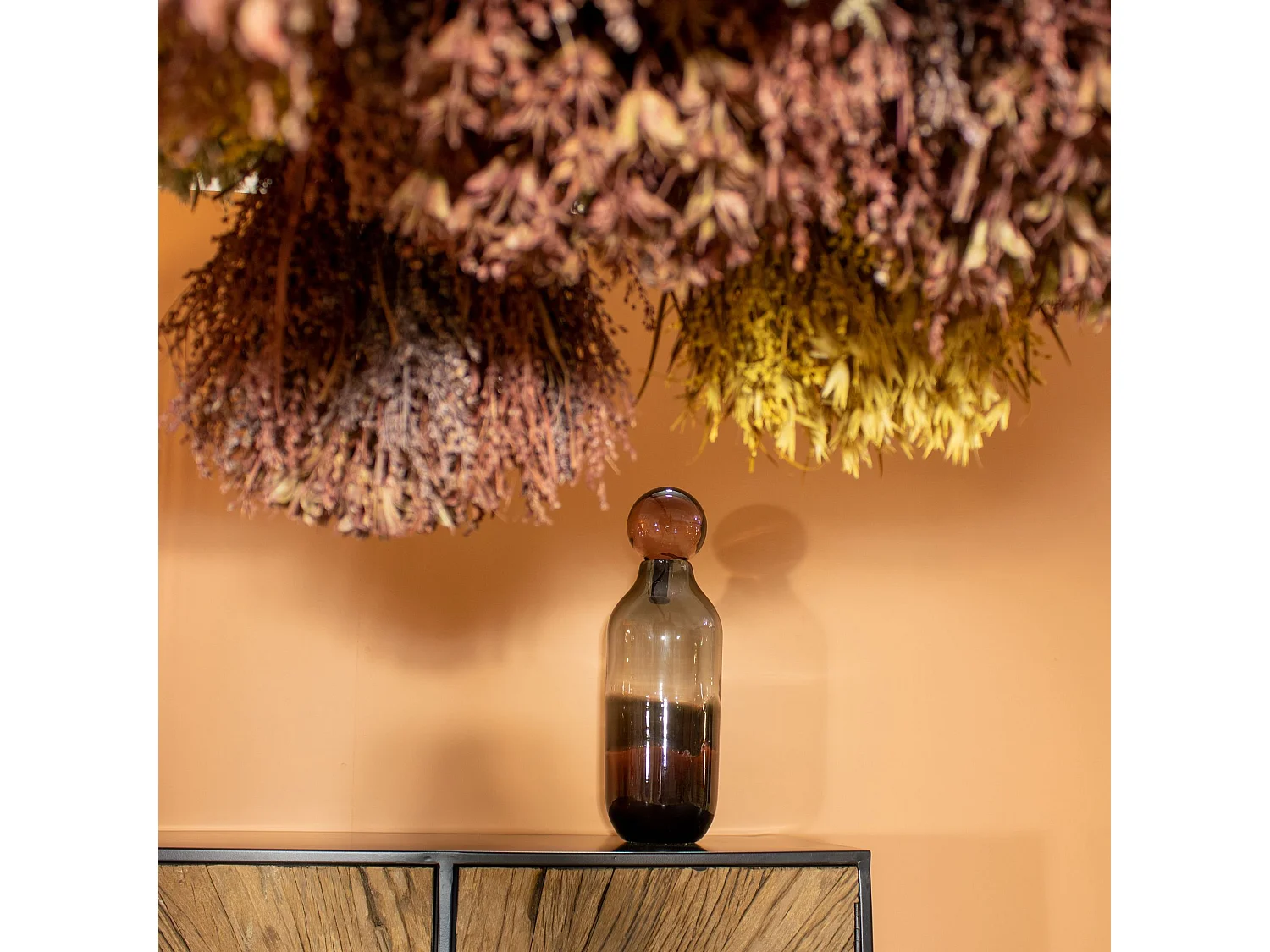 Now's Home - Vase Bouchon Lit De Vin Et Gris En Verre Souffle Ht 46x14 Cm Majesty