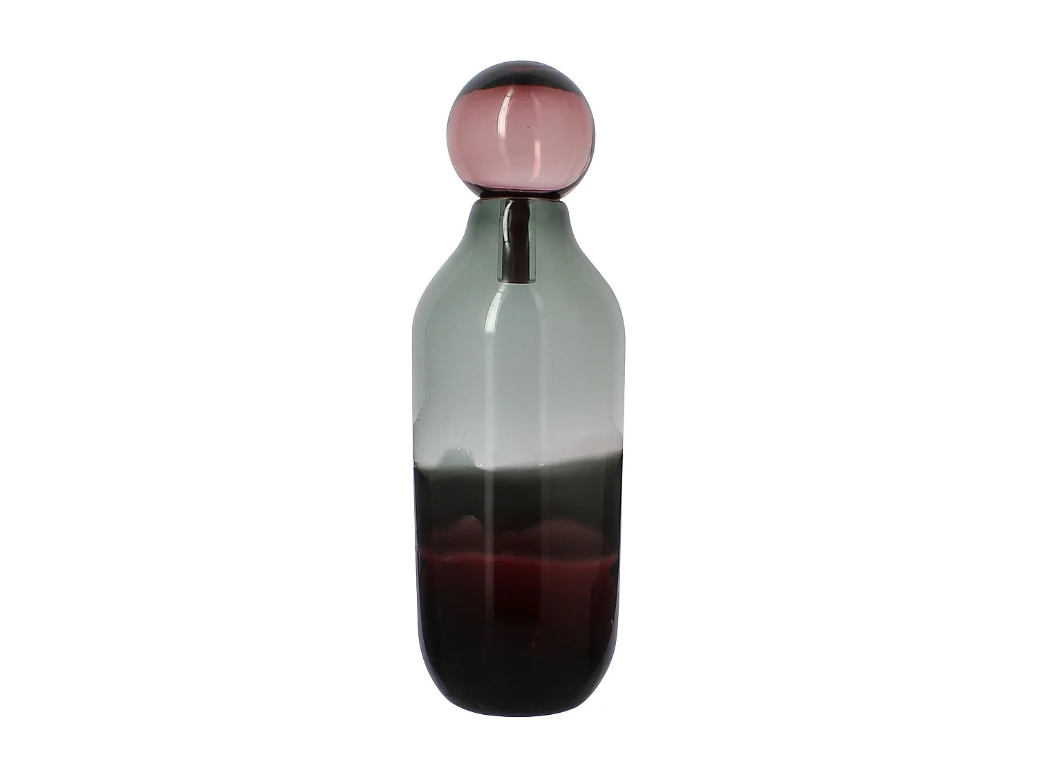 Now's Home - Vase Bouchon Lit De Vin Et Gris En Verre Soufflé Ht 46x14 Cm Majesty