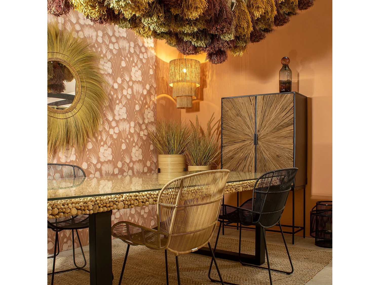 Now's Home - Vase Bouchon Lit De Vin Et Gris En Verre Soufflé Ht 46x14 Cm Majesty