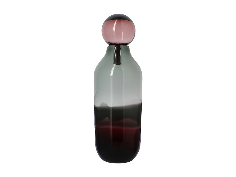 Now's Home - Vase Bouchon Lit De Vin Et Gris En Verre Souffle Ht 46x14 Cm Majesty