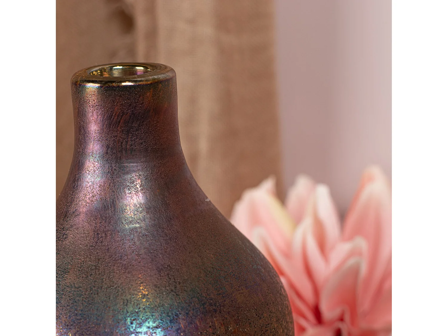 Now's Home - Vase Aux Nuances Bleutee Et Rosees En Verre O12x24cm Sunset