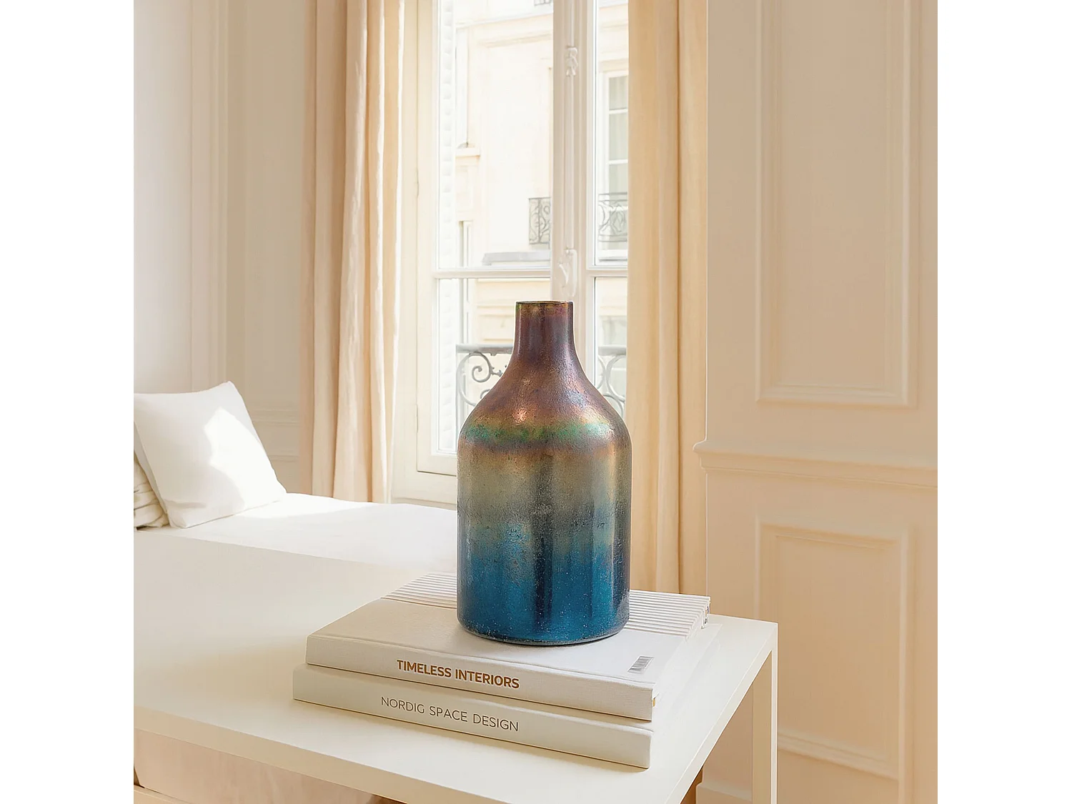 Now's Home - Vase Aux Nuances Bleutée Et Rosées En Verre ø12x24cm Sunset