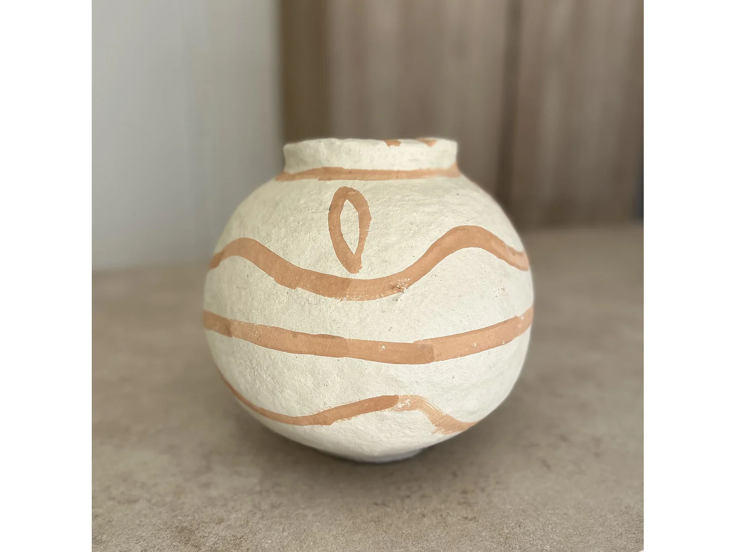Now's Home - Vase Decoratif En Papier Mache Sable/terracotta 30x30x30cm Merzouga
