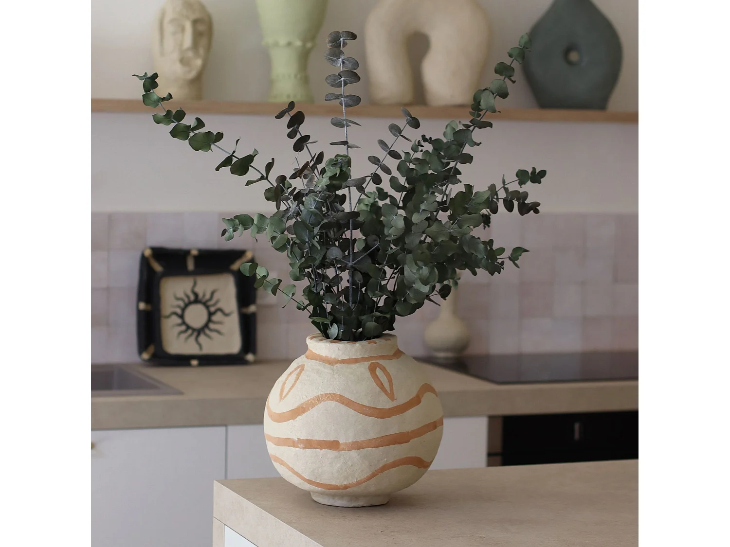 Now's Home - Vase Decoratif En Papier Mache Sable/terracotta 30x30x30cm Merzouga