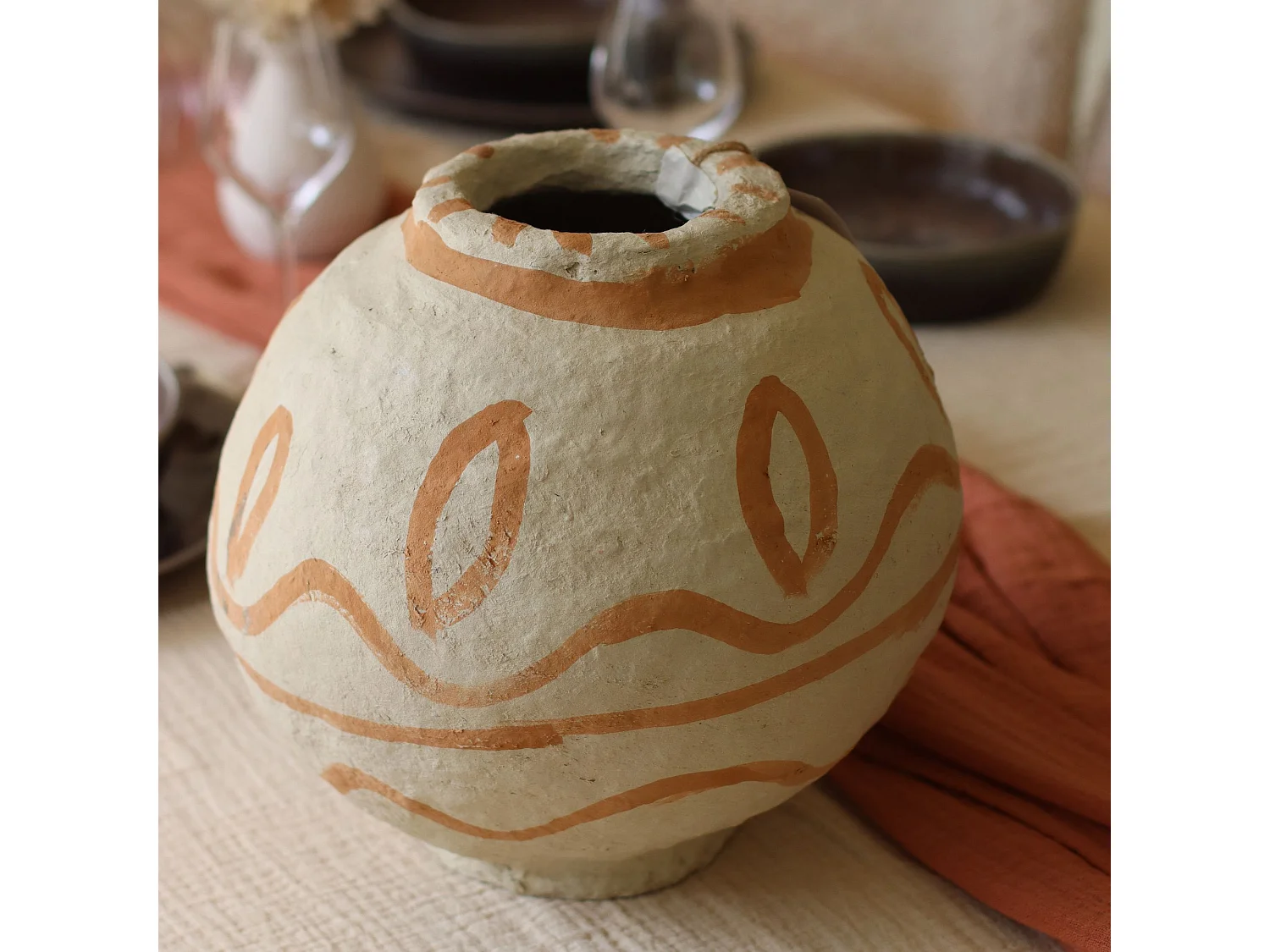Now's Home - Vase Decoratif En Papier Mache Sable/terracotta 30x30x30cm Merzouga