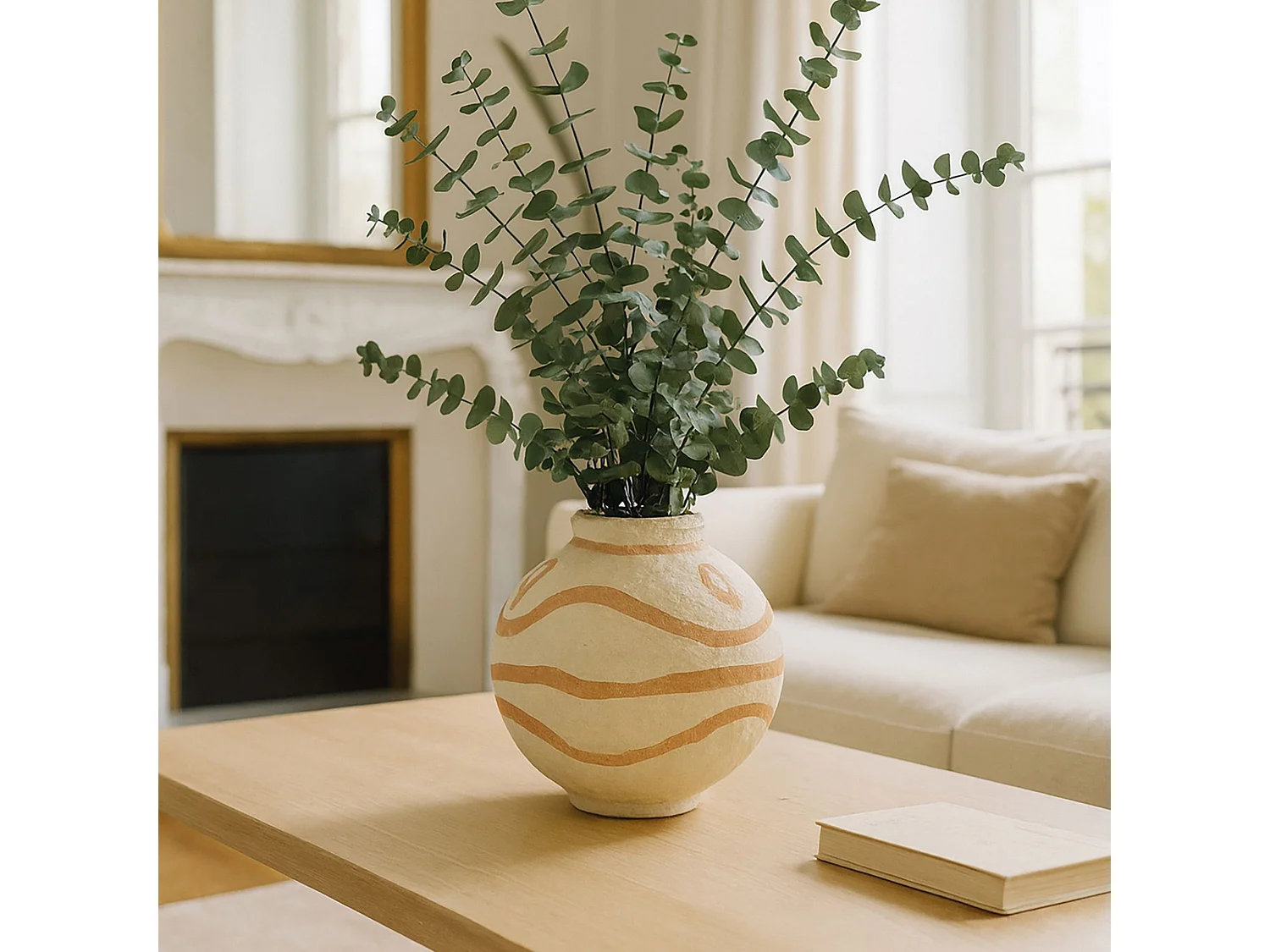 Now's Home - Vase Décoratif En Papier Maché Sable/terracotta 30x30x30cm Merzouga