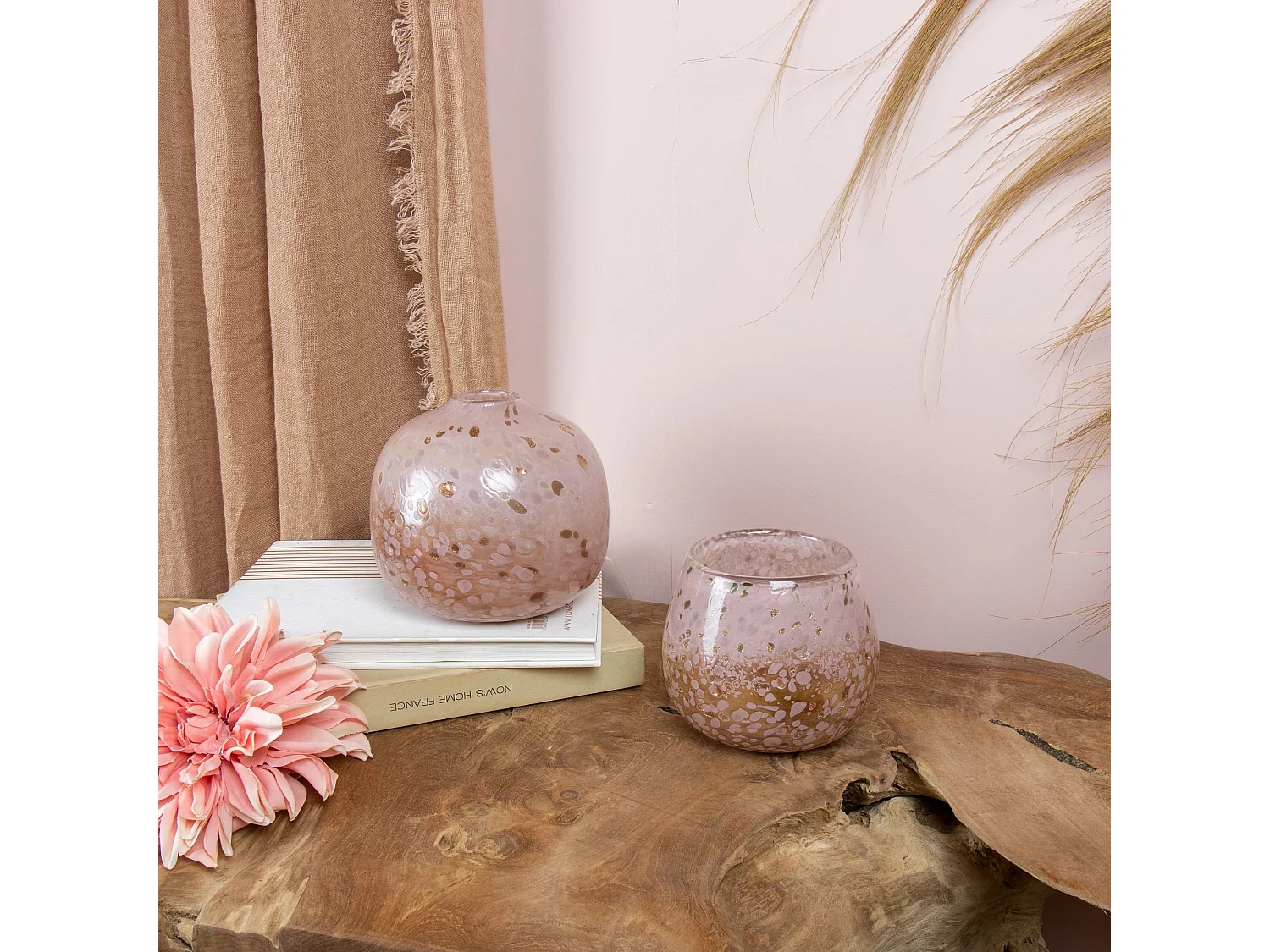 Now's Home - Pot  En Verre Souffle Rose Poudre O15x12cm Coppra