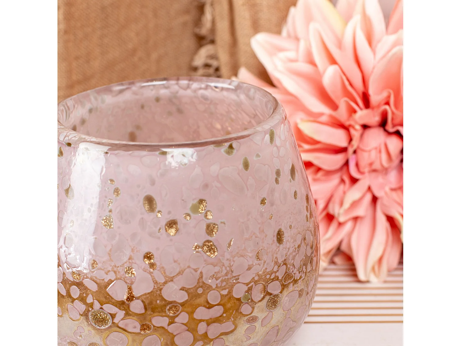 Now's Home - Pot  En Verre Souffle Rose Poudre O15x12cm Coppra