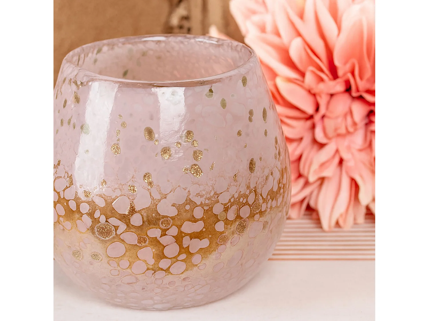 Now's Home - Pot  En Verre Soufflé Rose Poudré ø15x12cm Coppra