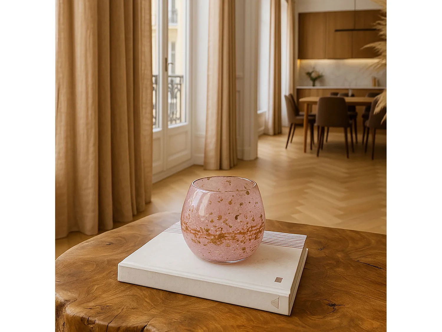Now's Home - Pot  En Verre Soufflé Rose Poudré ø15x12cm Coppra