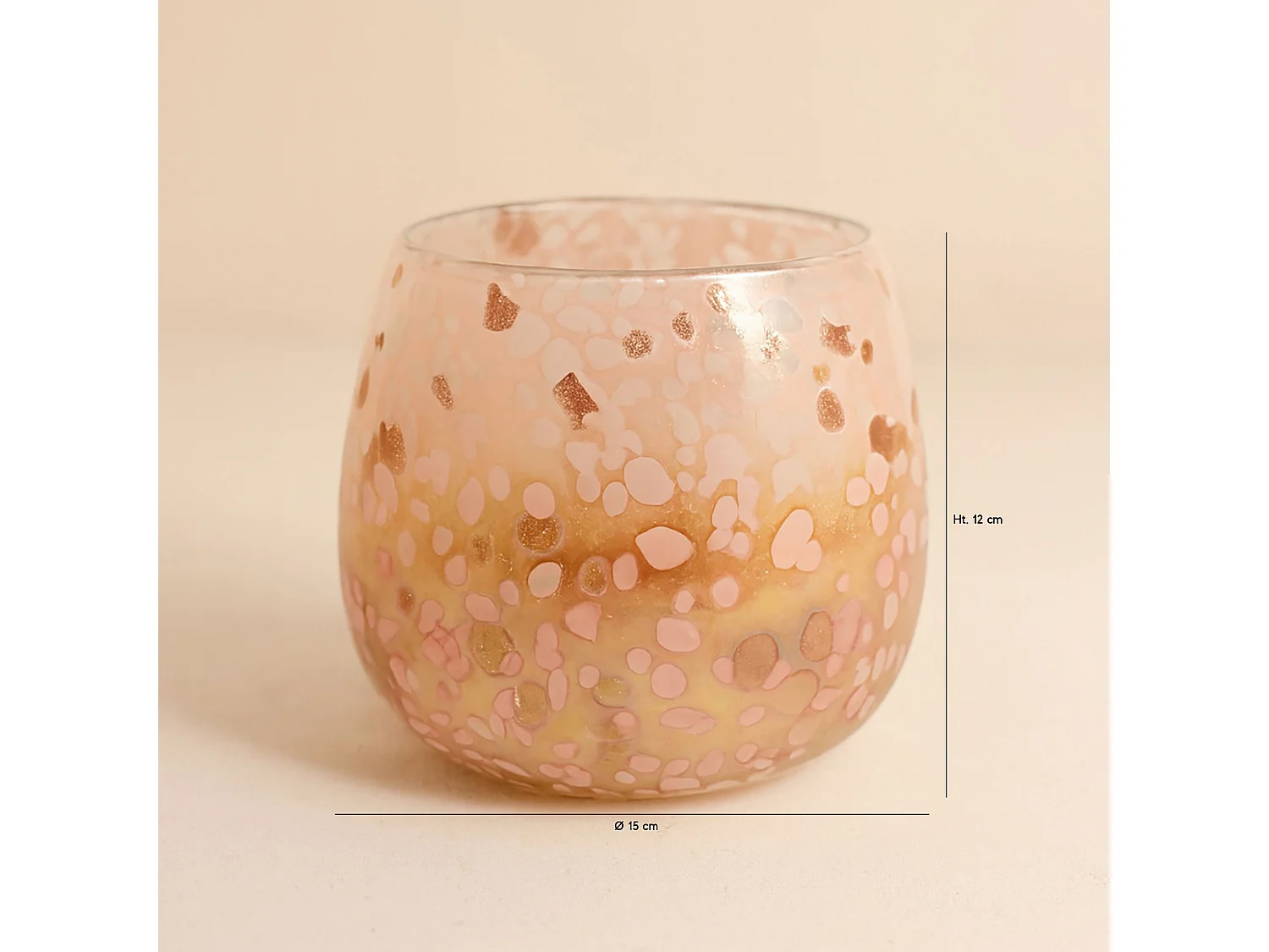 Now's Home - Pot  En Verre Soufflé Rose Poudré ø15x12cm Coppra