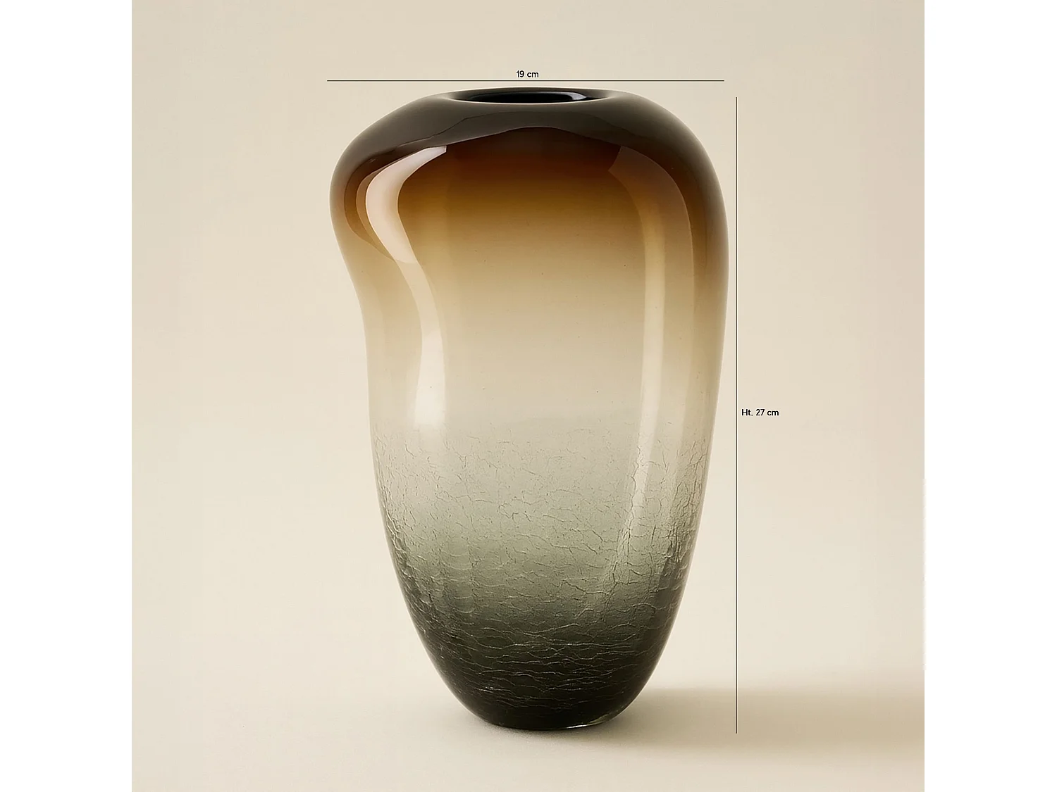 Now's Home - Vase En Verre Souffle A La Bouche  19x18x27cm Liv