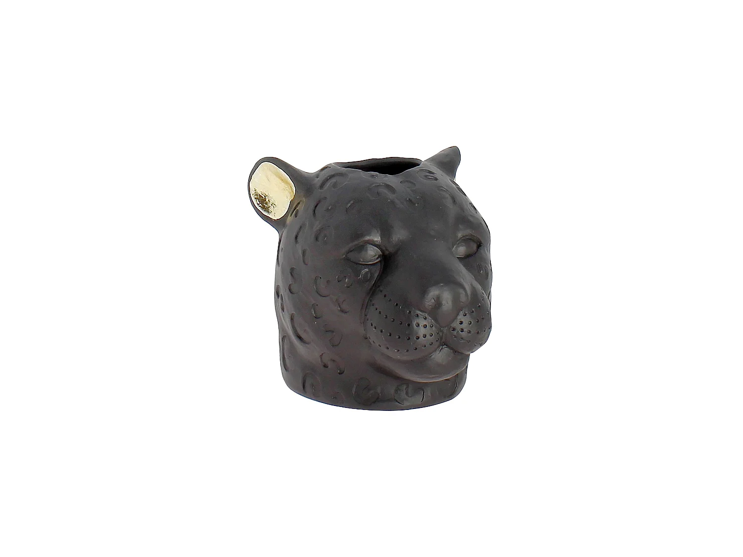 Now's Home - Vase Panthere Noir Et Or Majestueuse 15x19x15cm Panthere