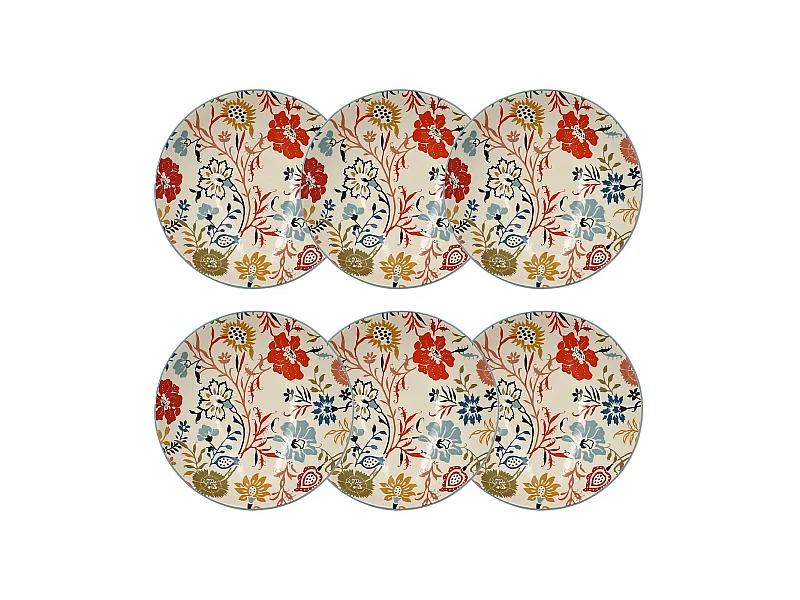 Novastyl - Lot 6 Assiettes Calottes Jaipur 19cm En Gres