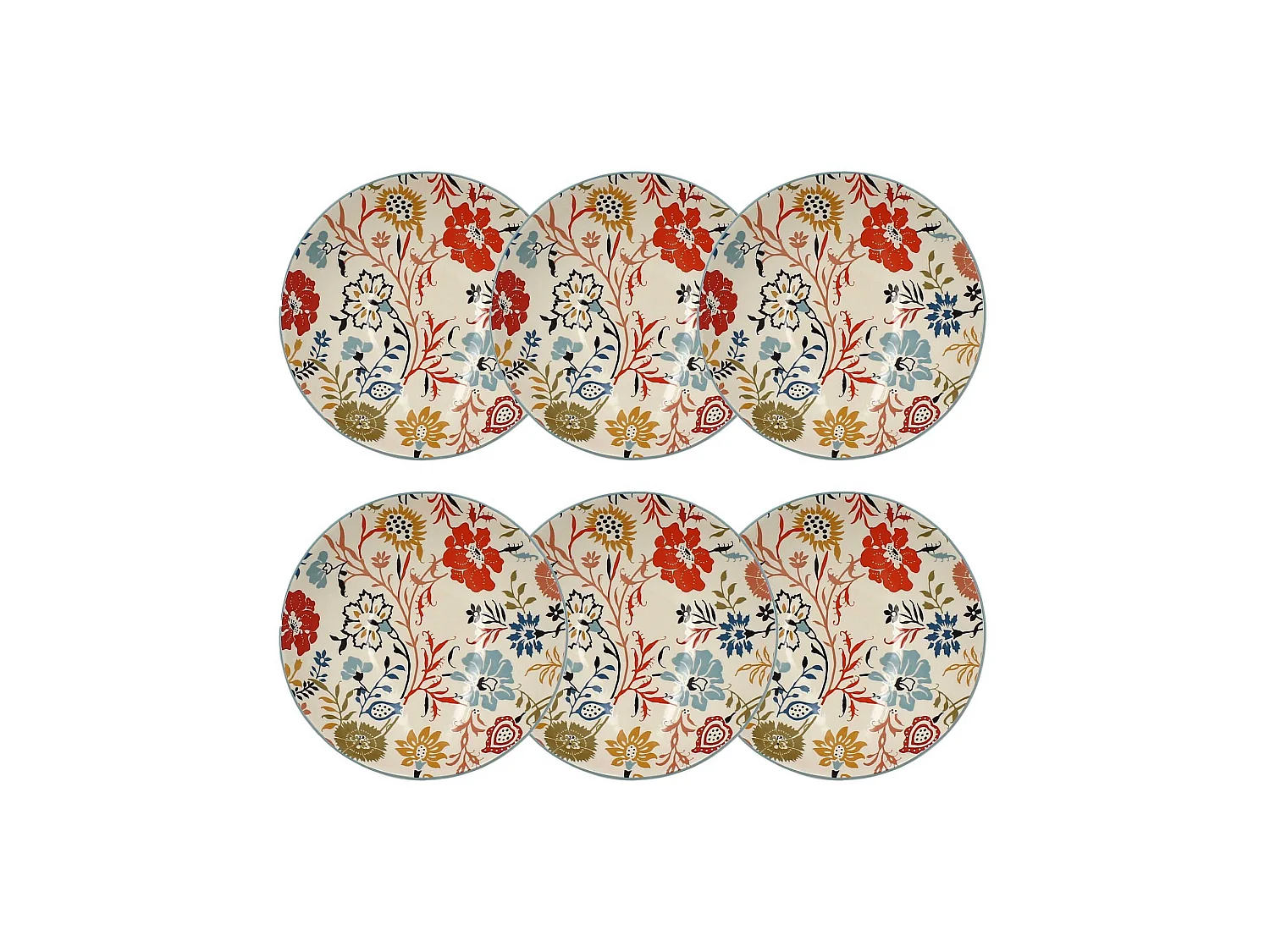 Novastyl - Lot 6 Assiettes Calottes Jaipur 19cm En Gres