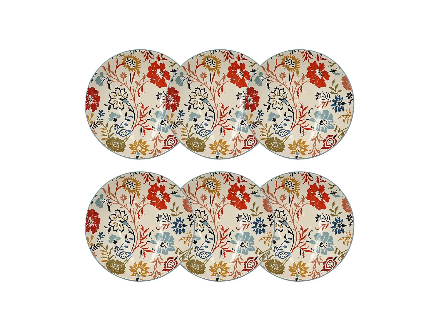 Novastyl - Lot 6 Assiettes Calottes Jaipur 19cm En Gres