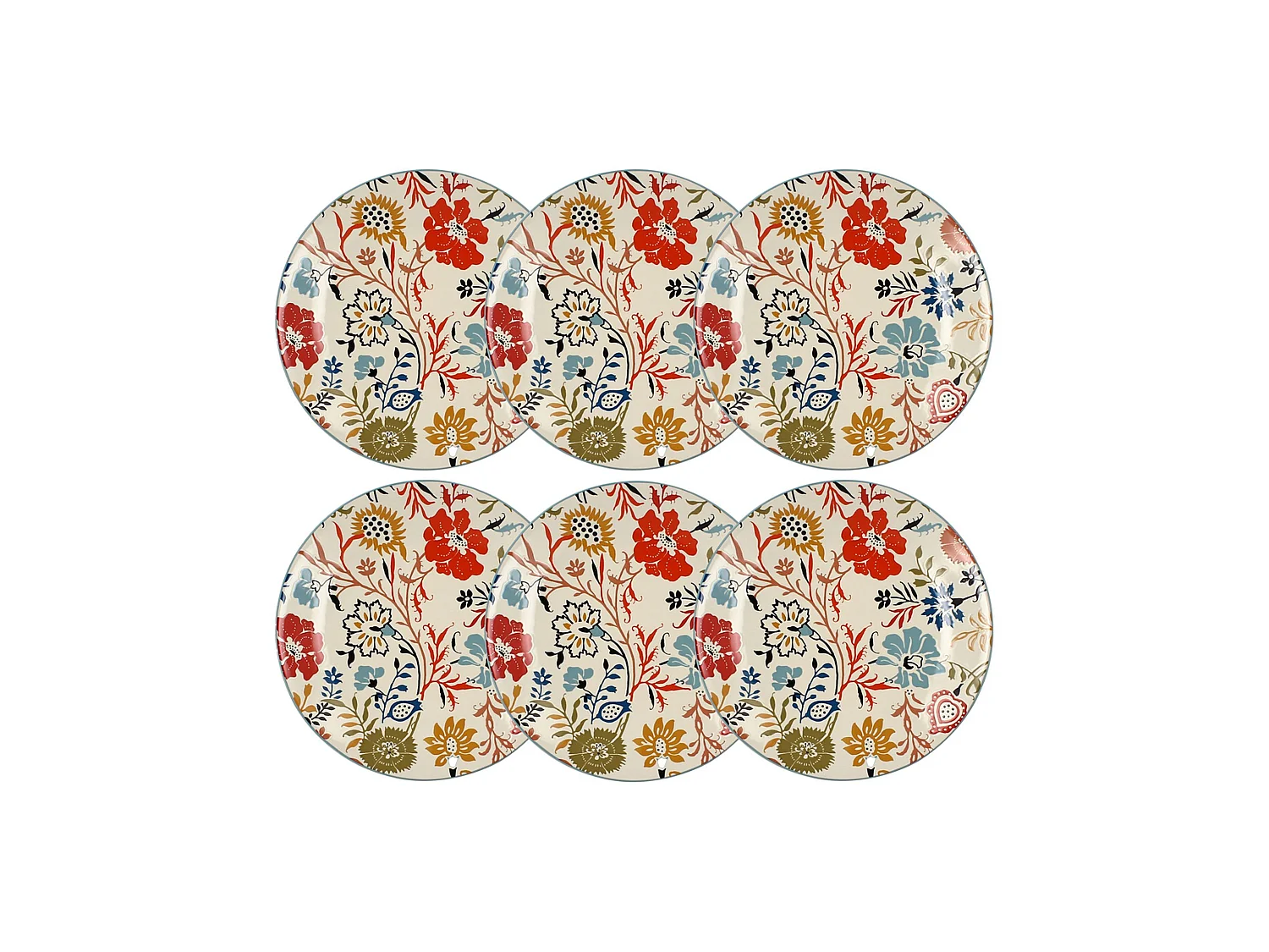 Novastyl - Lot 6 Assiettes Plates Jaipur 27cm En Gres