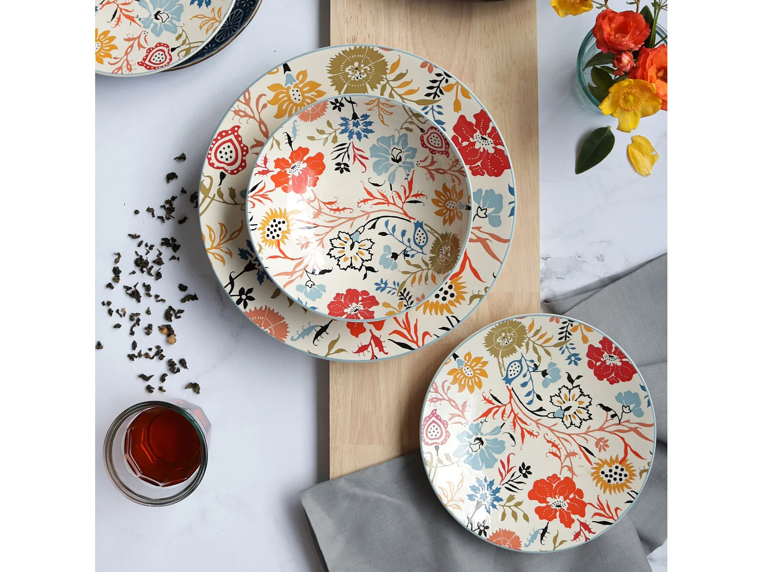 Novastyl - Lot 6 Assiettes Plates Jaipur 27cm En Gres