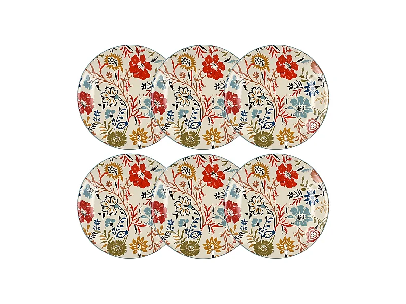 Novastyl - Lot 6 Assiettes Plates Jaipur 27cm En Gres