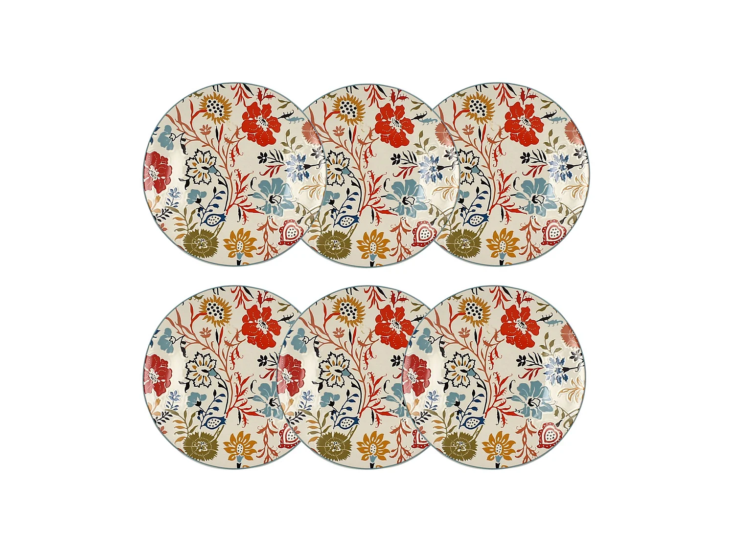Novastyl - Lot 6 Assiettes A Dessert Jaipur 20cm En Gres