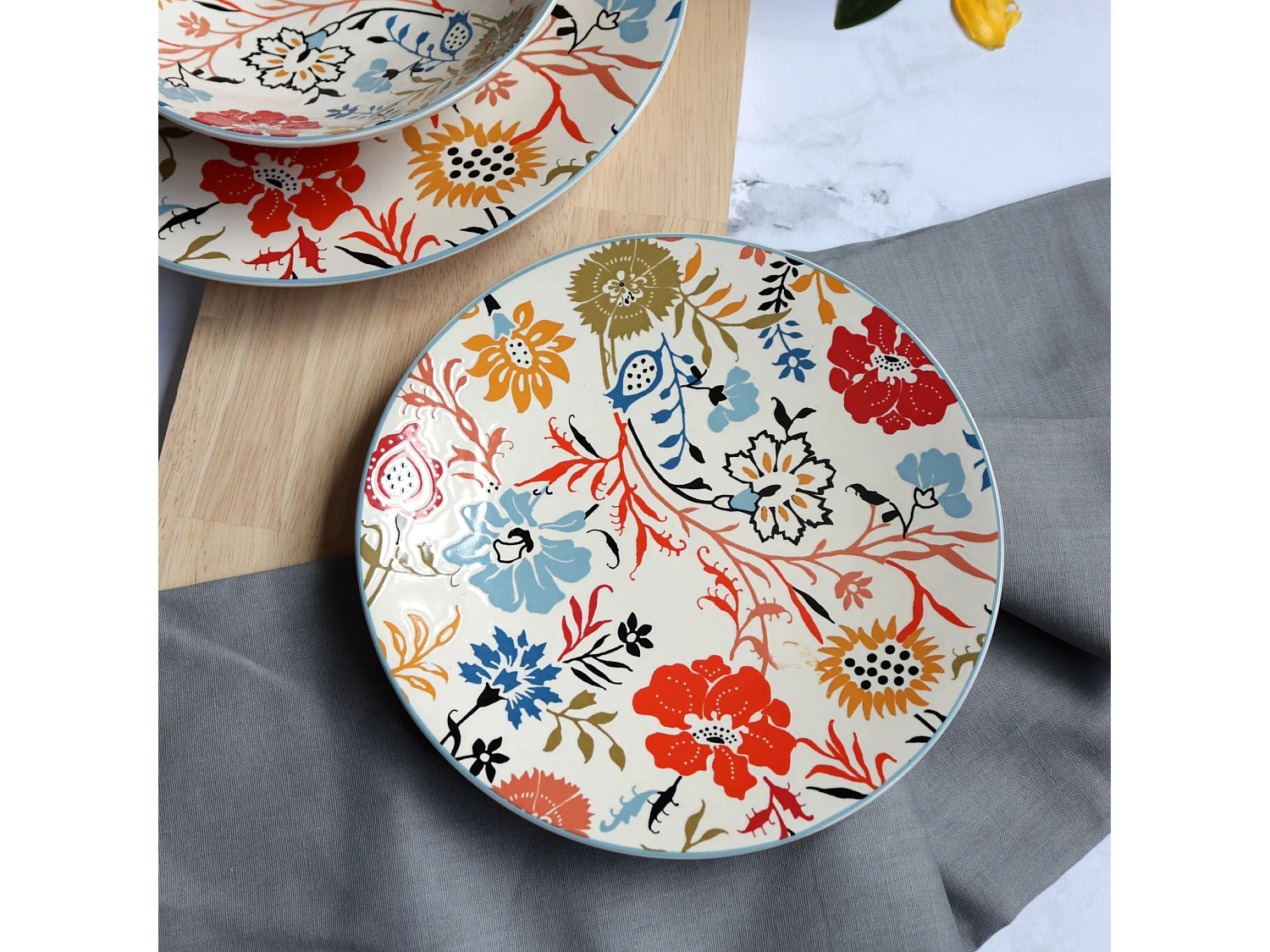 Novastyl - Lot 6 Assiettes A Dessert Jaipur 20cm En Gres