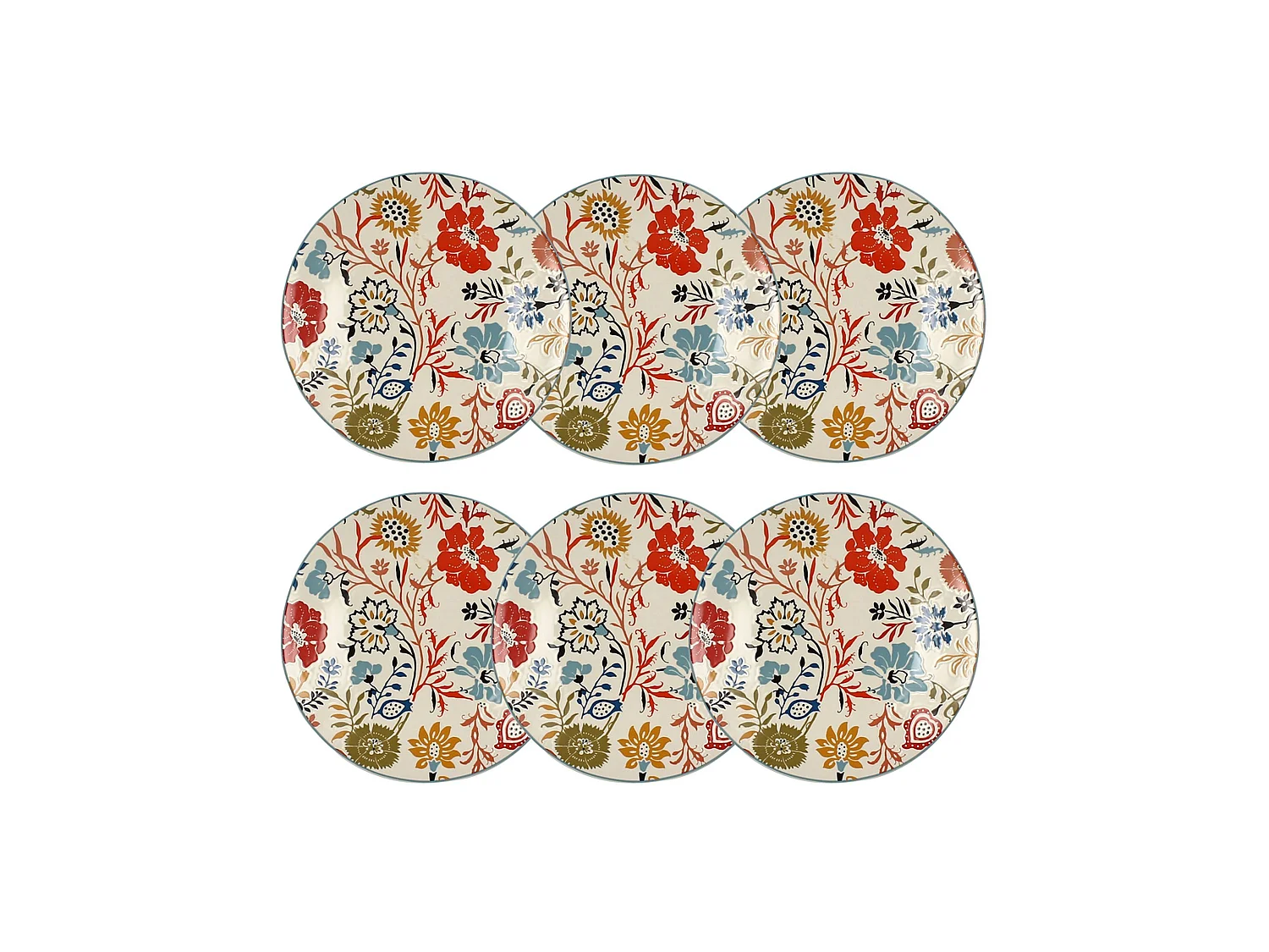 Novastyl - Lot 6 Assiettes A Dessert Jaipur 20cm En Gres