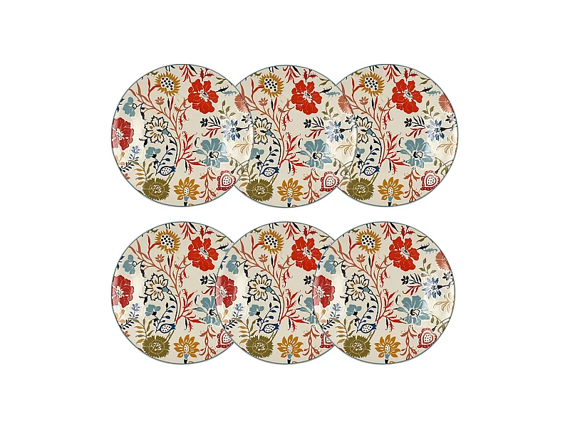 Novastyl - Lot 6 Assiettes A Dessert Jaipur 20cm En Gres