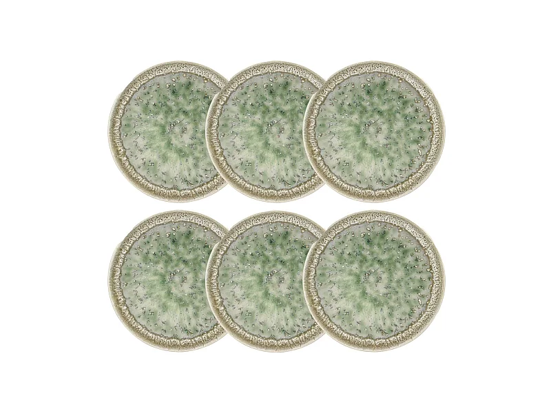 Novastyl - Lot 6 Assiettes Desserts Jade 20cm En Porcelaine Vert