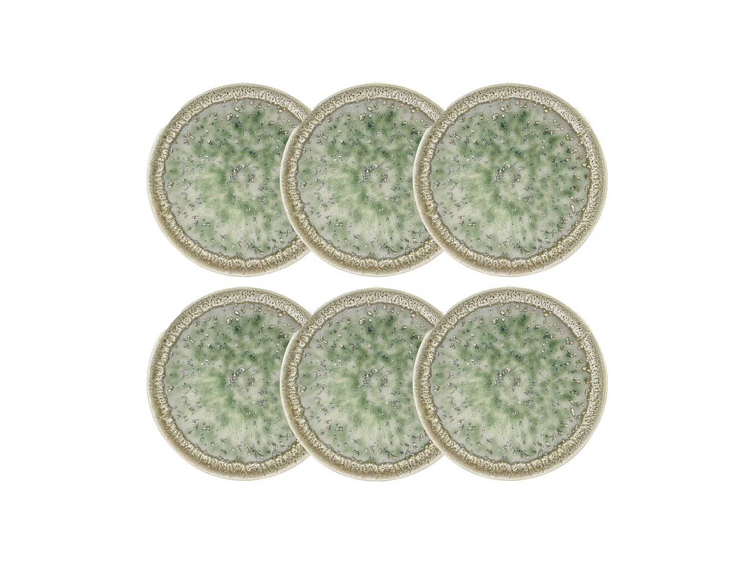 Novastyl - Lot 6 Assiettes Desserts Jade 20cm En Porcelaine Vert