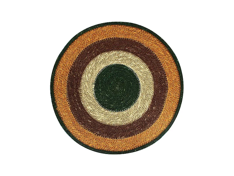 Novastyl - Lot 6 Sets De Table Luna Rond 38cm En Jonc De Mer Naturel Et Terracotta