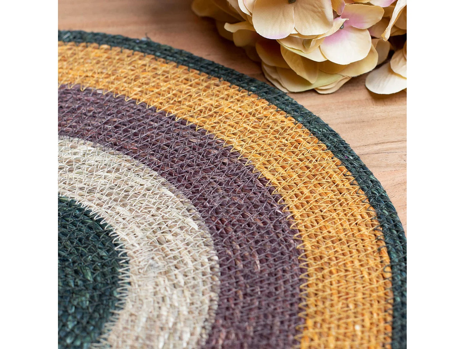 Novastyl - Lot 6 Sets De Table Luna Rond 38cm En Jonc De Mer Naturel Et Terracotta