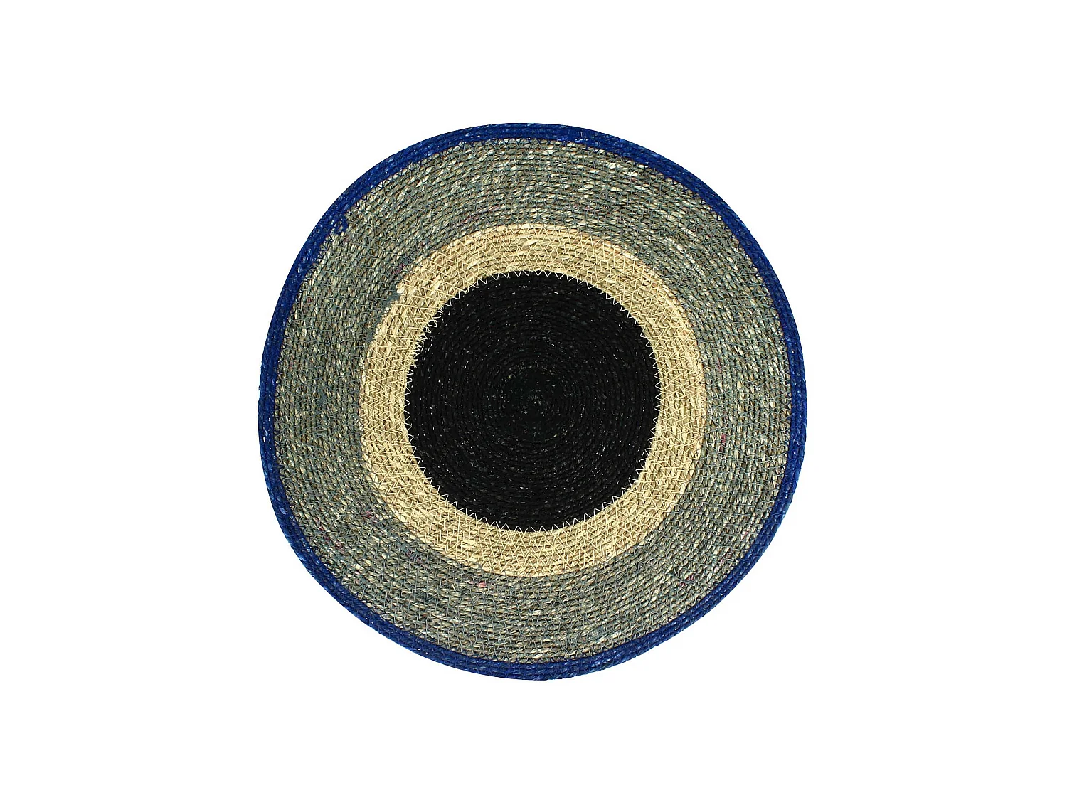 Novastyl - Lot 6 Sets De Table Luna Rond 38cm En Jonc De Mer Naturel Et Bleu