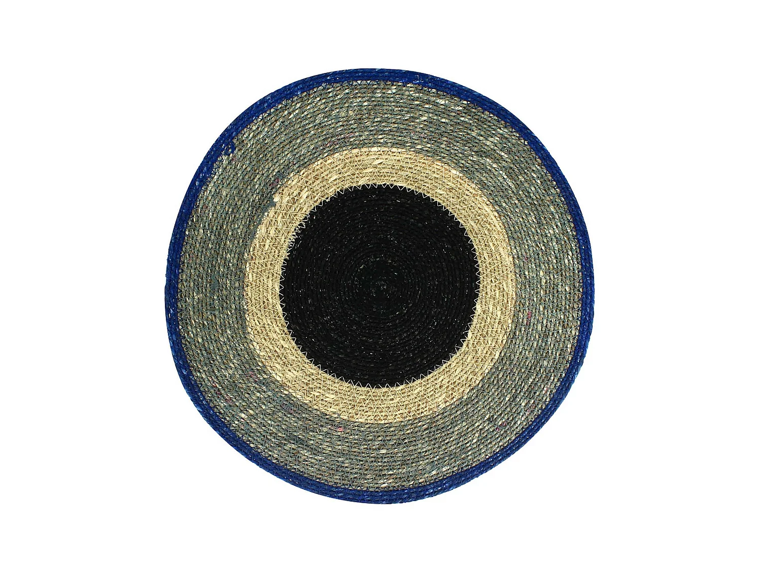 Novastyl - Lot 6 Sets De Table Luna Rond 38cm En Jonc De Mer Naturel Et Bleu