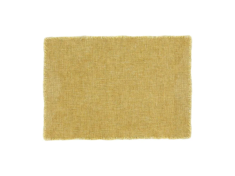 Now's Home - Lot De 4 Sets De Table Franges Tissu Uni Jaune Mimosa 38x54cm Anoki