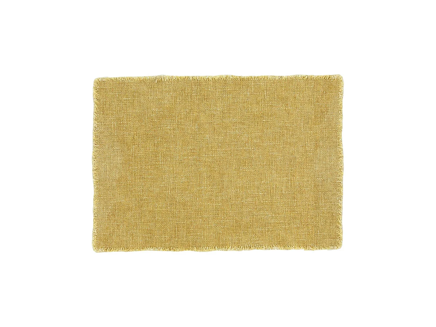 Now's Home - Lot De 4 Sets De Table Franges Tissu Uni Jaune Mimosa 38x54cm Anoki