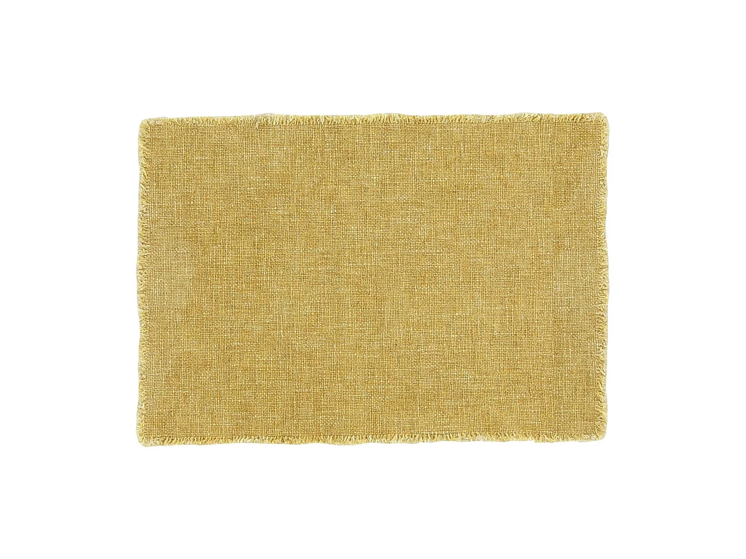 Now's Home - Lot De 4 Sets De Table Franges Tissu Uni Jaune Mimosa 38x54cm Anoki