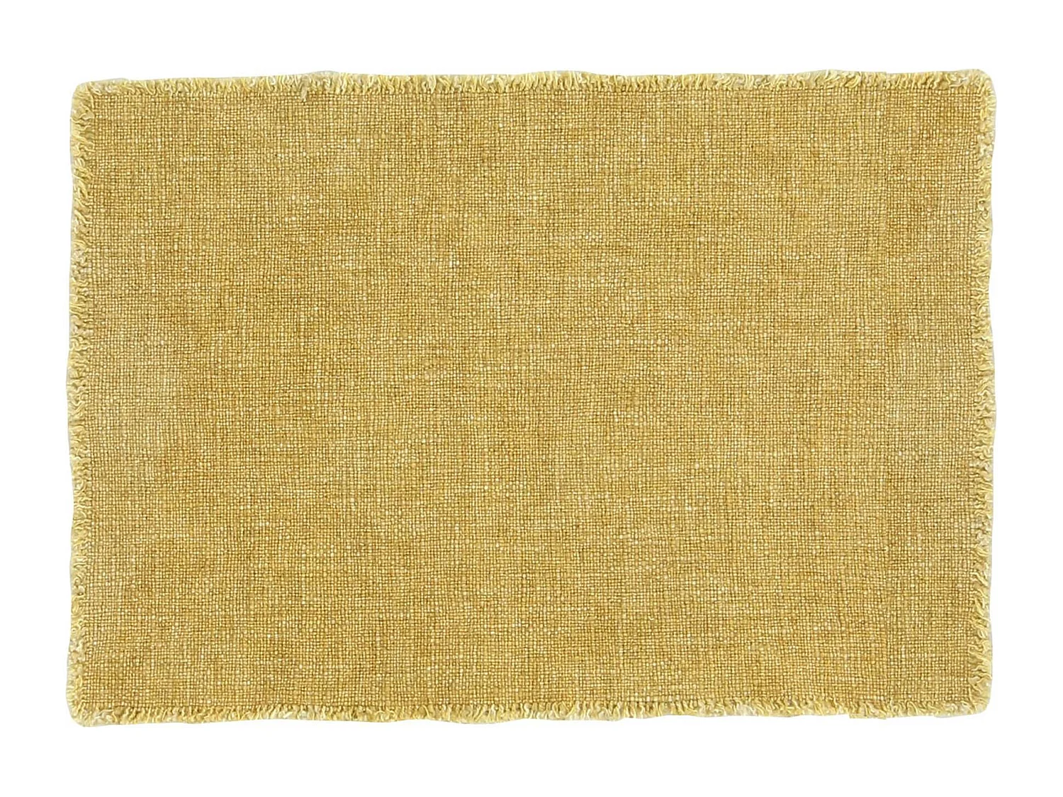 Now's Home - Lot De 4 Sets De Table Frangés Tissu Uni Jaune Mimosa 38x54cm Anoki