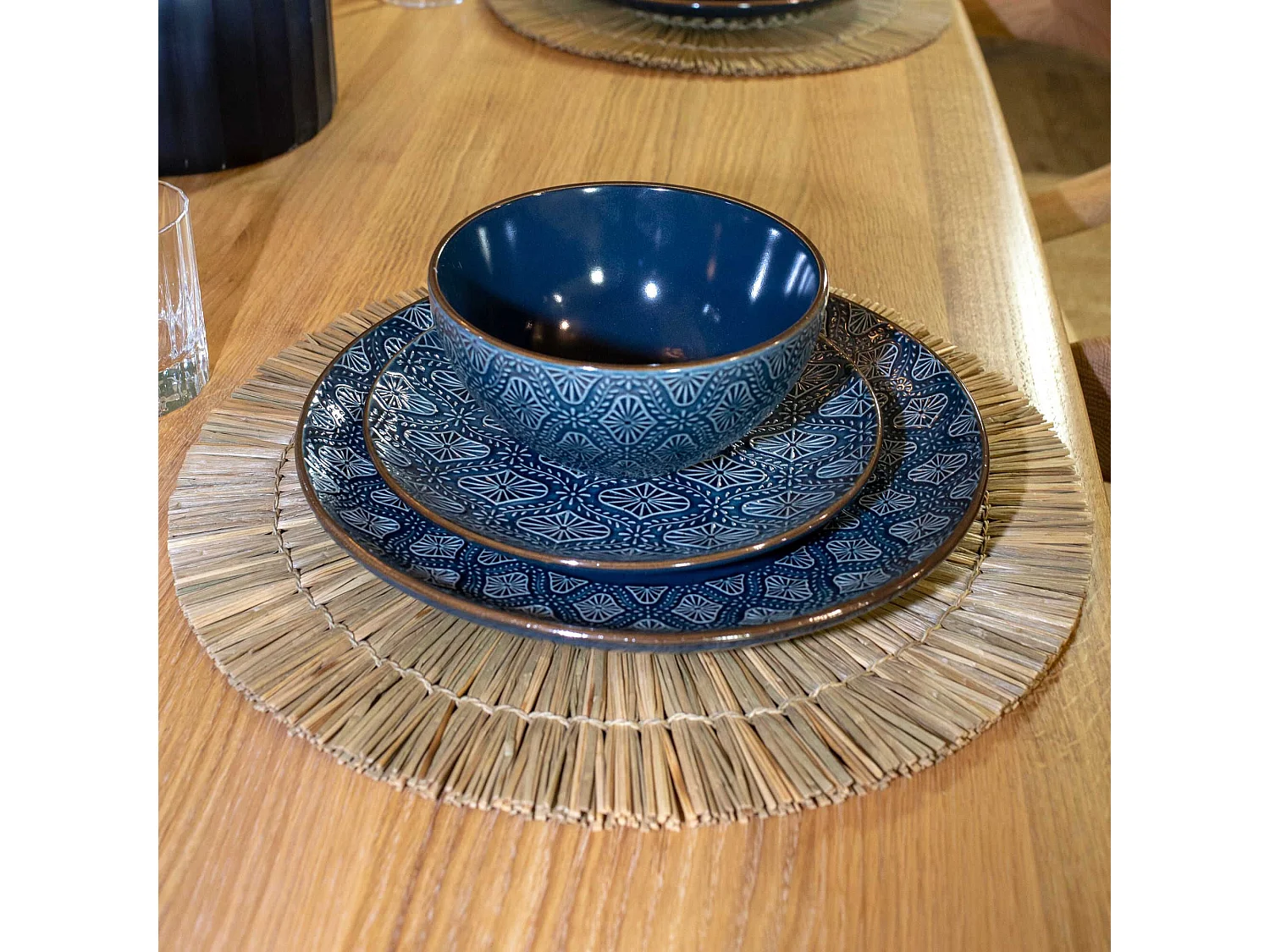 Now's Home - Lot De 4 Sets De Table En Rotin-coloris Naturel ø38 Cm Paros