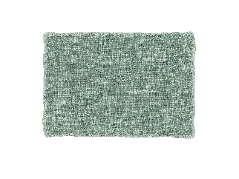 Now's Home - Lot De 4 Sets De Table Franges Tissu Uni Vert Celadon 38x54cm Anoki