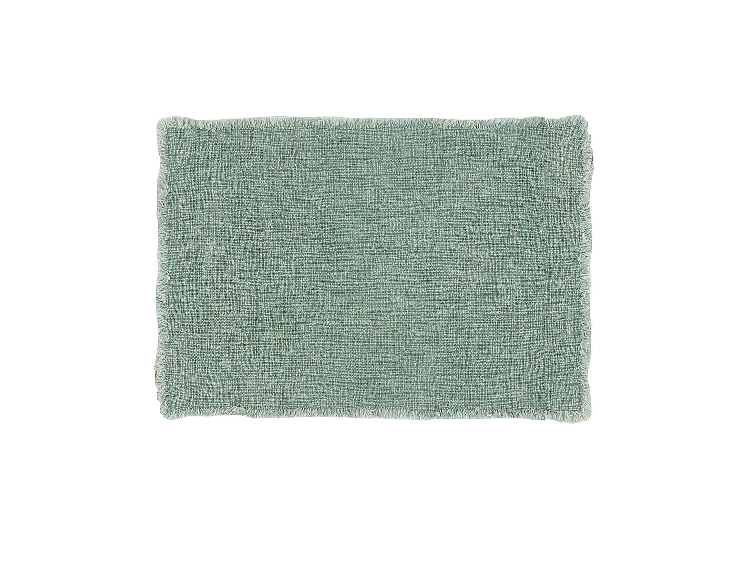 Now's Home - Lot De 4 Sets De Table Franges Tissu Uni Vert Celadon 38x54cm Anoki