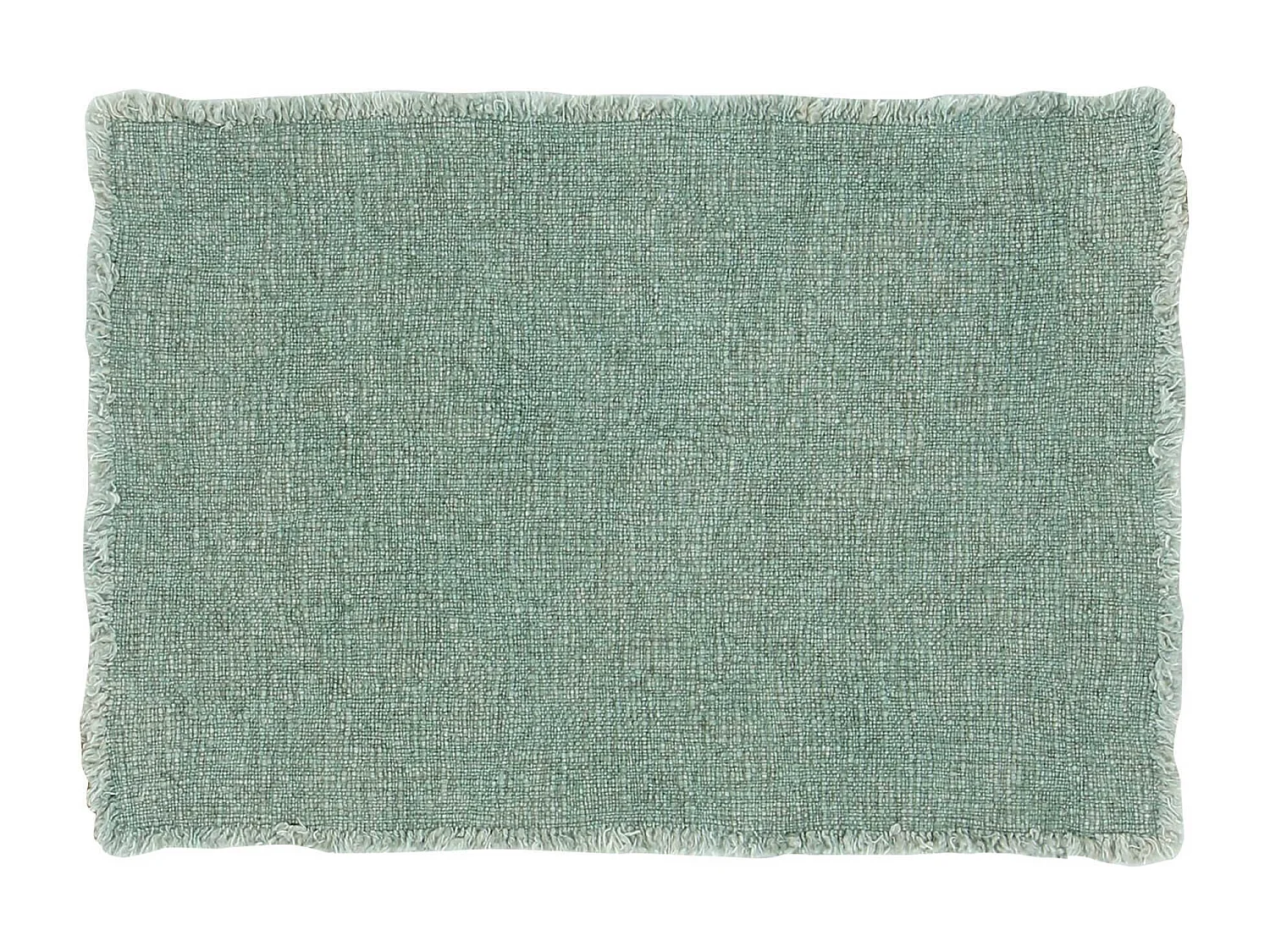 Now's Home - Lot De 4 Sets De Table Frangés Tissu Uni Vert Celadon 38x54cm Anoki