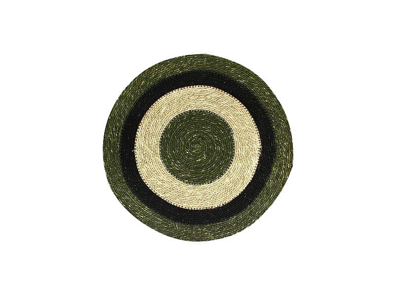 Novastyl - Lot 6 Sets De Table Luna Rond 38cm En Jonc De Mer Naturel Et Vert