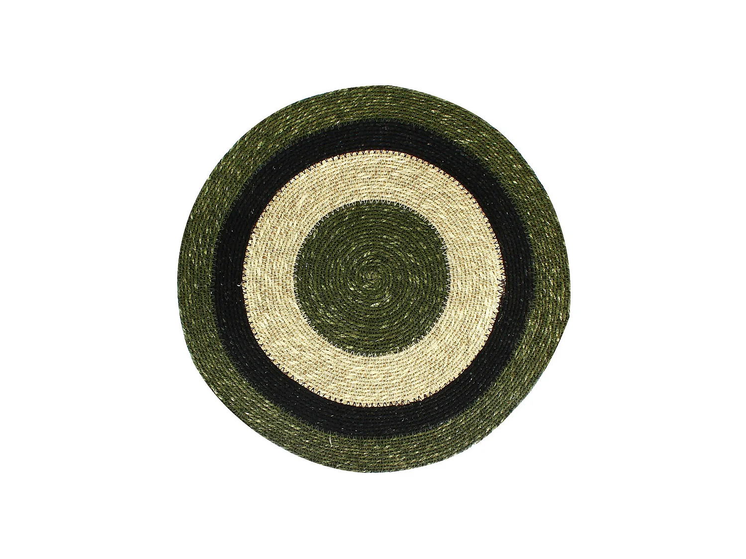 Novastyl - Lot 6 Sets De Table Luna Rond 38cm En Jonc De Mer Naturel Et Vert