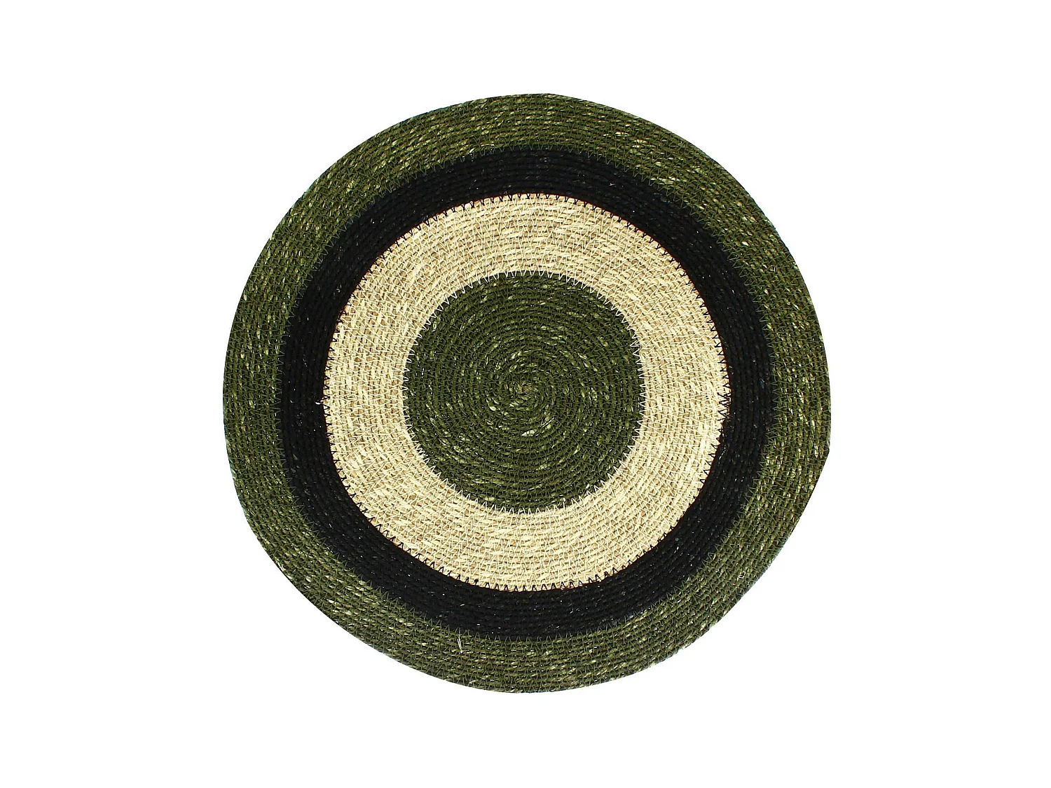 Novastyl - Lot 6 Sets De Table Luna Rond 38cm En Jonc De Mer Naturel Et Vert