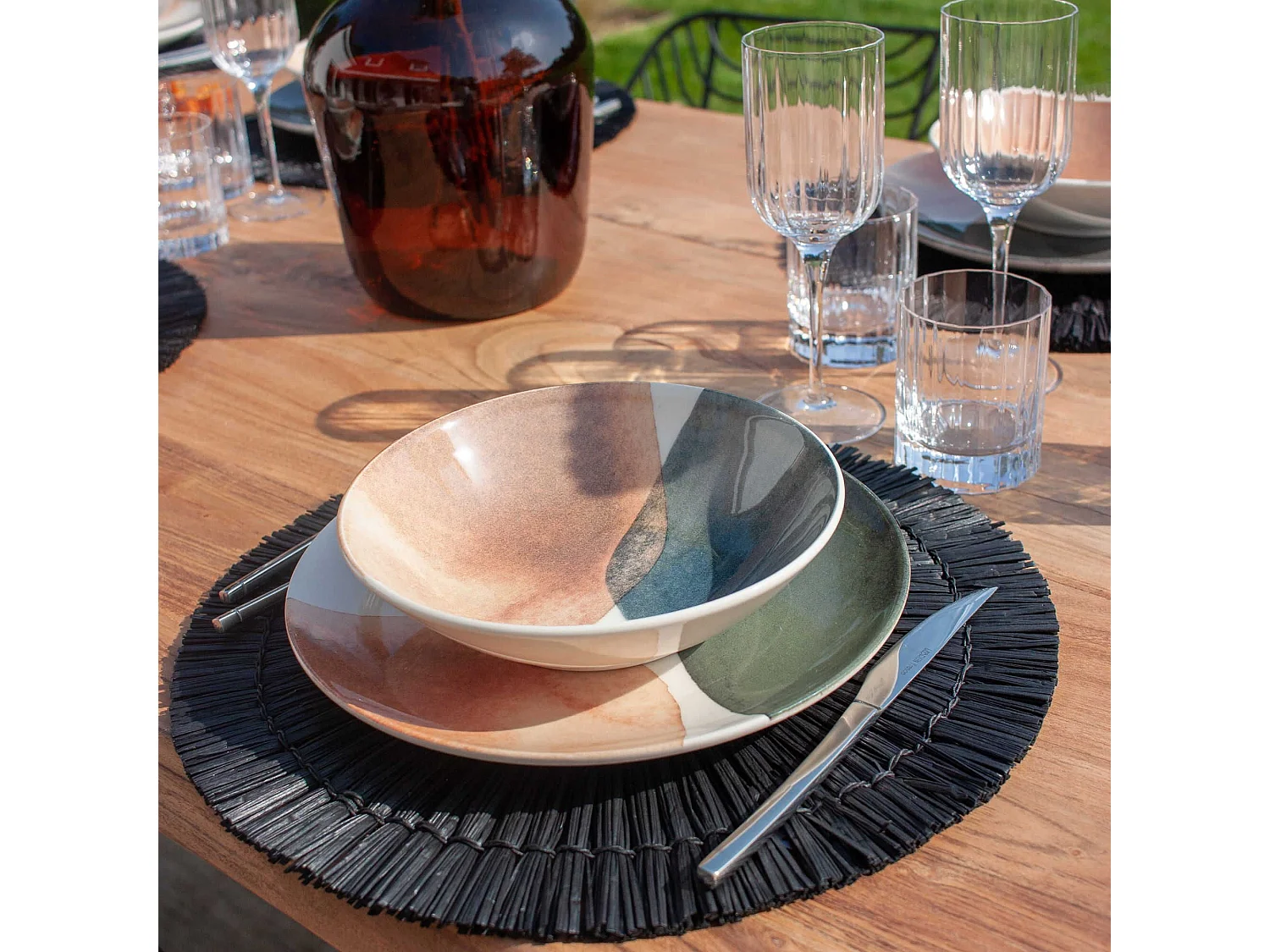 Now's Home - Lot 4 Sets De Table Rond En Rotin