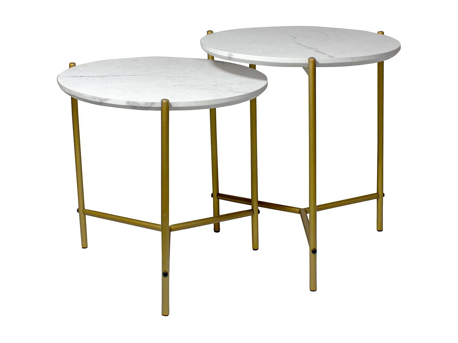 Now's Home - Set De 2 Tables Gigogne Effet Marbre Pieds Metal H40 Et 45cm Shiap